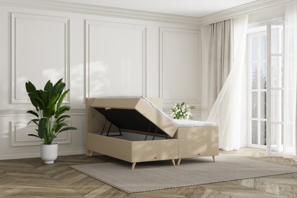 SÖVNN Thea Boxseng Med Opbevaring - 180x200 - Lys beige