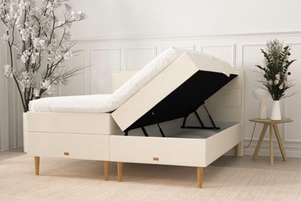 SÖVNN Nora Boxseng Med Opbevaring - 180x200 - Lys beige