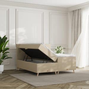 SÖVNN Thea Boxseng Med Opbevaring - 180x200 - Lys beige