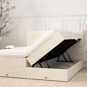 SÖVNN Freya Boxseng Med Opbevaring - 180x200 - Lys beige