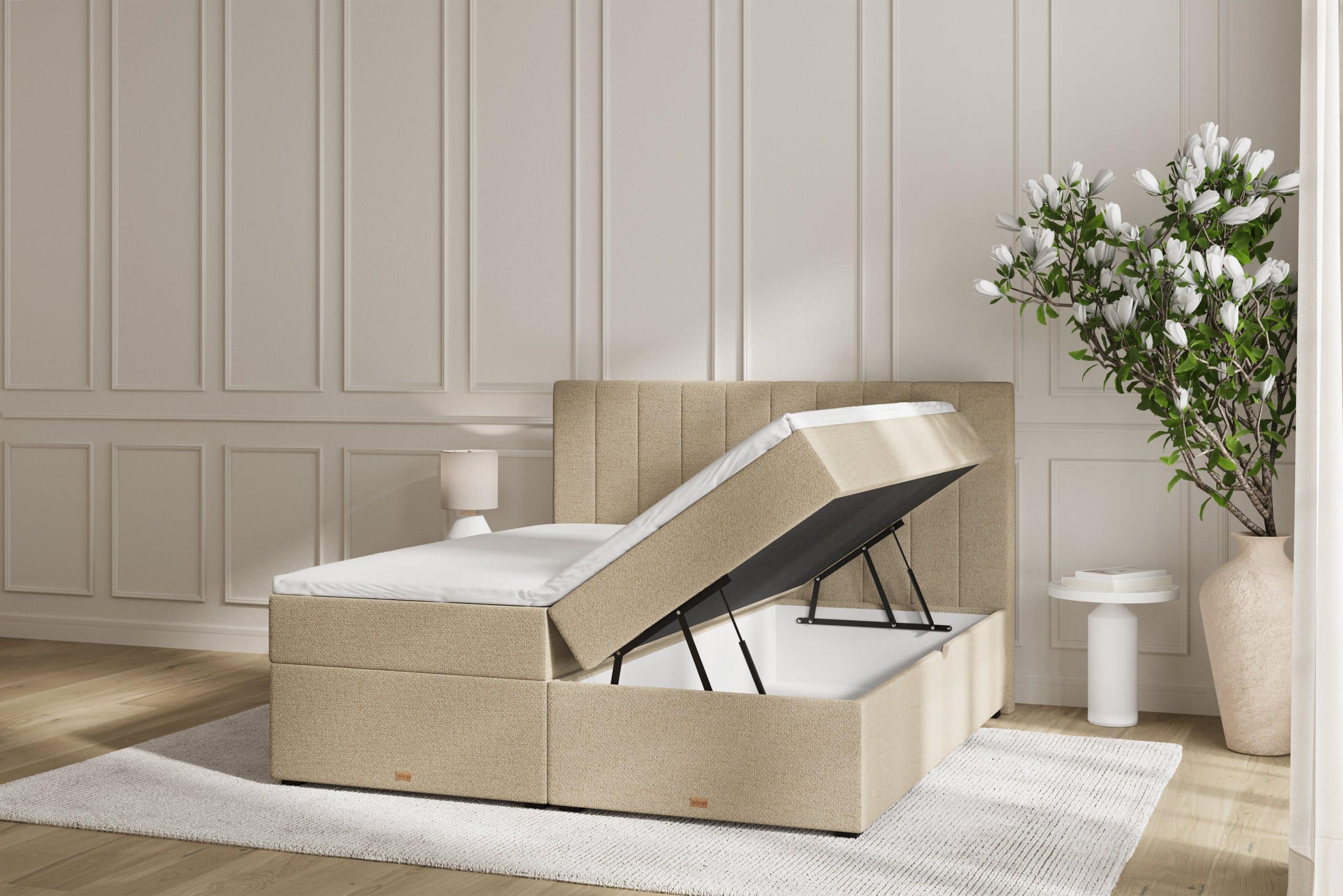 SÖVNN Ronja Boxseng Med Opbevaring - 180x200 - Sand